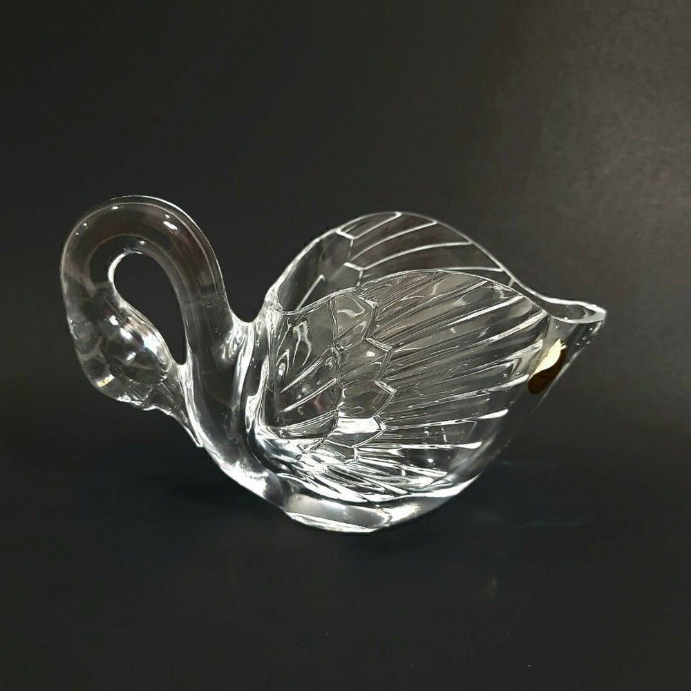 Cristal d'Arques France‎ Cygne 7" X 4 1/4" Crystal Swan Dish Decor